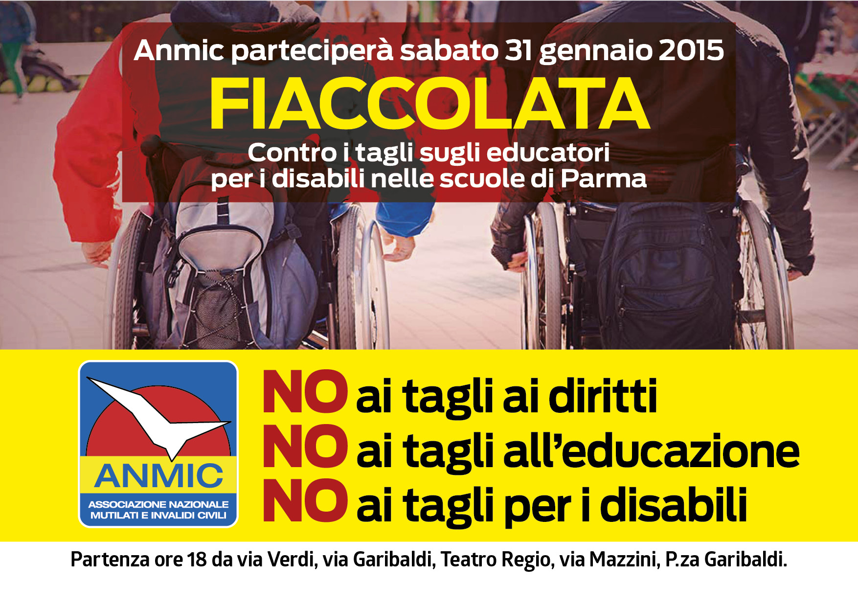 L’Anmic parteciperà alla fiaccolata del 31 gennaio contro i tagli all’integrazione scolastica